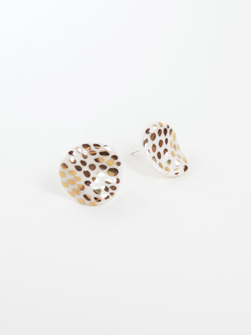 Nina Bosch: Petal Earrings - Gold Dots