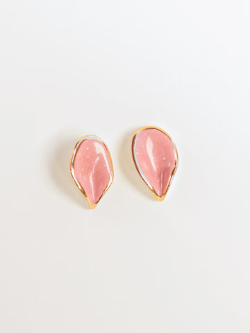 Nina Bosch: Flora Leaf Earrings - Pink